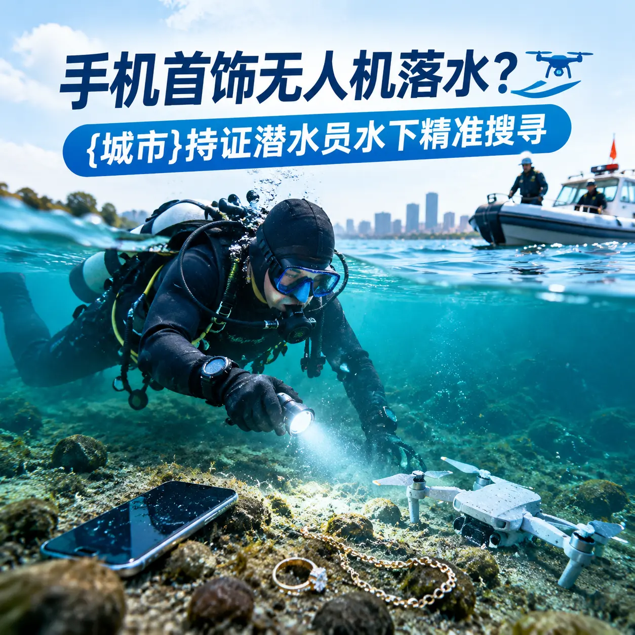手机首饰无人机落水？天柱持证潜水员水下精准搜寻